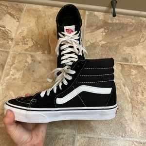 Vans Sk8 Hi Top Canvas Black and White Shoes